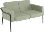 Zweisitzer Sofa meet by Paperflow MEDSO Klassik, gepolstert, Sitzfläche austauschbar, B 1040 x T 515 x H 410 mm, Stoff und Stahl, grün/mattschwarz