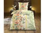 Bettwäsche KINZLER "Carmen", gelb, B/L: 155cm x 220cm, 1 Stk., 1 Stk., Renforcé, B/L: 80cm x 80cm, 2 Stk., Renforcé, Obermaterial: 100% Baumwolle, Bettwäsche, Bettwäsche, aus Baumwoll-Renforcé