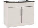 Spülenschrank WIHO KÜCHEN "Cali, TOPSELLER", beige (front und korpus: cashmere, arbeitsplatte: granit grau), B:100cm H:85cm T:60cm, Schränke, Spülenschrank, 100 cm breit