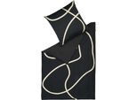 Bettwäsche MUSTERRING "Artsy", schwarz, B/L: 135cm x 200cm, 1 Stk., 1 Stk., Satin, B/L: 80cm x 80cm, 2 Stk., Satin, Obermaterial: 100% Baumwolle, Bettwäsche, Bettwäsche, Musterring JustB