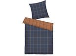 Bettwäsche TOM TAILOR HOME "LARGE CHECK in Gr. 135x200cm oder 155x220cm", blau (schwarz navy, rusty rot), B/L: 155cm x 220cm, 1 Stk., 1 Stk., Flanell, B/L: 80cm x 80cm, 2 Stk., Flanell, Obermaterial: 100% Baumwolle, Bettwäsche, Bettwäsche, new bedroom, gewebtes Label
