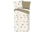 Wendebettwäsche GOOD MORNING "Saar", beige (ecru), B/L: 200cm x 200cm, 1 Stk., 2 Stk., Renforcé, B/L: 80cm x 80cm & 80cm x 80cm, 3 Stk., Renforcé, Obermaterial: 100% Baumwolle, Bettwäsche, Wendebettwäsche, 100% Baumwolle, Renforcé, Reißverschluss, Wendeoptik, Blätter