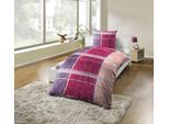 Bettwäsche KINZLER "Mikrofaser Fleece", lila (beere), B/L: 135cm x 200cm, 1 Stk., 1 Stk., Polyester, B/L: 80cm x 80cm, 2 Stk., Polyester, Obermaterial: 100% Polyester, Bettwäsche, Bettwäsche, besonders weich, verschiedene Designs
