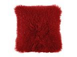 Dekokissen PAD "Glory", rot, unifarben, B:40cm L:40cm, Lammfell, Polyester, Dekokissen_Sitzkissen_Kissenhüllen, Echtfell