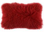 Dekokissen PAD "Glory", rot (rot, unifarben), B:30cm L:50cm, Lammfell, Polyester, Dekokissen_Sitzkissen_Kissenhüllen, Echtfell