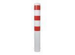 Schake Absperrpfosten Typ 40150B, ortsfest, zum Einbetonieren, Ø 152mm, Gesamtlänge:1200mm, weiß / rot)