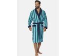 Hausanzug JAN VANDERSTORM "Bademantel BEKAN", Herren, Gr. 6XL, blau (petrol gestreift), Obermaterial: 100% Baumwolle CO., Homewear-Sets Hausanzug