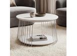 MCA Couchtisch MCW-P60, Beistelltisch Kaffeetisch Loungetisch, Metall MDF rund Ø 70cm ~ weiß