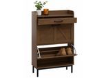 Schuhkipper MCW-P45, Schuhregal Schuhschrank, 2 Kippfächer Ablage Schublade MDF 95x60x24cm ~ braun