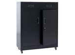 Aktenschrank MCW-O89, Stahlschrank Büroschrank, Rollen Türen Schubladen abschließbar Metall 116x90x40cm ~ schwarz