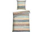 Bettwäsche SCHIESSER "Emilia aus weicher Baumwolle und texturierten Streifen", blau (petrol), B/L: 155cm x 220cm, 1 Stk., 1 Stk., Renforcé, B/L:, 2 Stk., Renforcé, Obermaterial: 100% Baumwolle, Bettwäsche, Bettwäsche, MADE IN GREEN by OEKO-TEX
