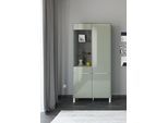 Standvitrine "Reno", grün (olivgrün matt lack, glas olivgrün glanz), B:92cm H:197cm T:42cm, Glas, Holzwerkstoff, SET ONE BY MUSTERRING, Schränke, Standvitrine, Mit Vierkantfuß in diversen Farben, 197 cm Höhe & Farbauswahl