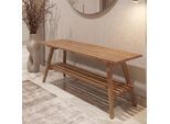 MCA Garderoben-Bank MCW-P56, Sitzbank Schuhregal Schuhablage Schuhbank Flurbank, 45x100x35cm, Massiv-Holz Eiche