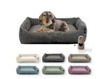 Rohrschneider Hundebett mit Gratis-Beigabe, waschbar, robuster Breit-Cordstoff grau