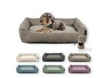 Rohrschneider Hundebett mit Gratis-Beigabe, waschbar, robuster Breit-Cordstoff taupe