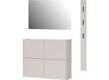 Garderoben-Set GERMANIA "GW-Binetto", kaschmir, navarra, eiche, nachbildung, B:127cm H:200cm T:27cm, Glas, Holzwerkstoff, Metall, Kastenmöbel-Sets, mehrteiliges Set mit Schuhschrank, eckigem Spiegel und Paneel