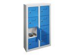 Pavoy Kleinfach-Hängeschrank, 2 x 4 Fächer, Korpus Lichtgrau/ Front Lichtblau (21228-046-004-735512)