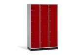 C+P Schließfachschrank Intro XL, 12 Fächer, H1950xB1220xT600mm Front Rubinrot Korpus Lichtgrau ; C + P Möbelsysteme (8470-303|S10073)