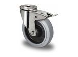 CASCOO Rückenlochlenkrolle mit Totalfeststeller ø 125 mm Serie R4E2 Kugellager Edelstahl (BIH86S0125R4E2S34)