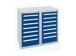 Stumpf Schubladenschrank Serie T-100/35-2, 14 Schubladen enzianblau (12x100, 2x200mm) ; Stumpf Metall (8152274)