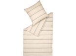 Bettwäsche ESPRIT "Adrien", beige (natur), B/L: 155cm x 220cm, 1 Stk., 1 Stk., Chambray, B/L: 80cm x 80cm, 2 Stk., Chambray, Obermaterial: 100% Baumwolle, Bettwäsche, Bettwäsche, mehrfarbige Querstreifen