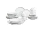 Seltmann Weiden Kombiservice Lido Black Line, Schwarz, Weiß, Keramik, 30-teilig, Uni, 210 ml,210 ml, handbemalt, Essen & Trinken, Geschirr, Geschirr-Sets, Kombiservice