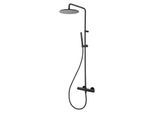 Herzbach Deep Black Duschsäule 23.988250.1.12 mit Brause-Aufputz-Thermostat, schwarz matt