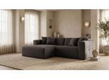 Ecksofa OTTO HOME "Kelani", grau (taupe), B:222cm H:73cm T:154cm, 100% Polyester, Sofas, Ecksofa, mit dekorativer Knopfsteppung an den Armlehnen