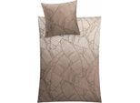 Bettwäsche KLEINE WOLKE "Vero", braun (taupe), B/L: 135cm x 200cm, 1 Stk., 1 Stk., Mako-Satin, B/L: 80cm x 80cm, 2 Stk., Mako-Satin, Obermaterial: 100% Baumwolle, Bettwäsche, Bettwäsche, mit Palmenblattmuster