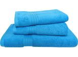 Handtuch Set DYCKHOFF "Siena", blau (azur), 3 Stk., Frottier, Frottier, Obermaterial: 100% Baumwolle, Handtuch-Sets, Handtuch Set, mit Bordüre; 2 Handtücher (50x100cm), 1 Duschtuch (70x140cm)