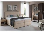 Boxspringbett HOME AFFAIRE "Leon, Doppelbett, Polsterbett, Federkernbett, Komfortbett, 160, 180 cm", hellbraun, B:185cm L:215cm, 100% PES, Komplettbetten, Boxspringbett, inkl. 9 cm Topper, 5-Zonen-Taschen-Federkernmatratze in H3