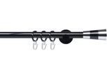 Gardinenstange LIEDECO "Fertigstilgarnitur 20 mm Piano Granada" Gr. 3, schwarz, L:160cm Ø:20mm, Eisen, Gardinenstangen, Gardinenstange, Gardinenstange Komplett