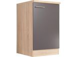 Spülenschrank RESPEKTA "Merle", grau, B:50cm H:84,8cm T:60cm, Schränke, Spülenschrank, Breite 50 cm, Soft-Close, Griffe aus Metall, 85 cm Arbeitshöhe