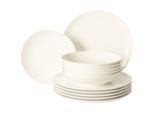 Geschirr-Set SELTMANN WEIDEN "Tafelservice Savona Fine Diamond 12er Set creme", creme, 12 tlg., Porzellan, Geschirr-Sets, Geschirr-Set, Spülmaschinenfest, Mikrowellensicher, Ofenfest