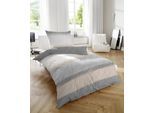 Bettwäsche PRIMERA "Feinbiber-Bettwäsche", grau (grau, braun), B/L: 135cm x 200cm, 1 Stk., 1 Stk., Flanell, B/L: 80cm x 80cm, 2 Stk., Flanell, Obermaterial: 100% Baumwolle, Bettwäsche, Bettwäsche, samtweich und natürlich aus reiner Baumwolle