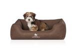 Knuffelwuff Orthopädisches Hundebett Columbia aus laser-gestepptem Kunstleder braun M-L