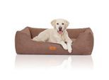 Knuffelwuff Hundebett Lotte aus Velours mit feinem Handwebcharakter hellbraun XXL