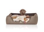 Knuffelwuff Orthopädisches Hundebett Outlander aus laser-gestepptem Kunstleder braun XL