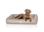 Knuffelwuff Orthopädisches Hundebett aus Laser gestepptem Kunstleder Montego grau XXXL