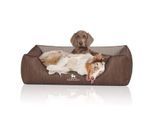 Knuffelwuff Orthopädisches Hundebett Outlander aus laser-gestepptem Kunstleder braun/ grau XXL