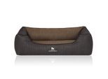 Knuffelwuff Orthopädisches Hundebett Outback aus laser-gestepptem Kunstleder schwarz/ gelb XL