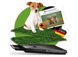 PfotenWunder® Hundeklo 63*51cm + 2 Easy-Wash-Rasen + 1 Büchlein, Hundetoilette für kleine & große Hunde, Festes Gras, Welpentoilette drinnen Welpenklo zuhause Gras Hundetoiletten Balkon Indoor WC Klo