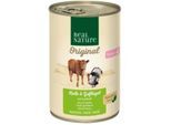 REAL NATURE Original Nassfutter Katze, Kitten Kalb und Geflügel mit Lachsöl 12x400 g