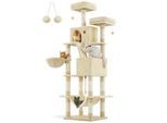 FEANDREA Katzenbaum XXL 206cm Kratzsäulen beige