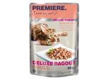 PREMIERE Deluxe Ragout Nassfutter Katze Adult Reich an Lachs 88x85 g