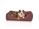 Knuffelwuff orthopädisches Hundebett Montana aus Kunstleder braun/ rot M-L