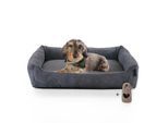 Rohrschneider Hundebett mit Gratis-Beigabe, waschbar, robuster Fein-Cordstoff anthrazit