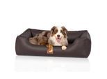 Knuffelwuff orthopädisches Hundebett aus Kunstleder Lovelock braun M-L