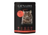 CAT'S LOVE Nassfutter Katze Adult in Gelee Rind pur mit Distelöl und Löwenzahn 48x85 g