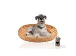 Rohrschneider ® runder Hundekorb aus geflochtener Wasserhyazinthe, Hundesofa für kleine, mittelgroße und große Hunde